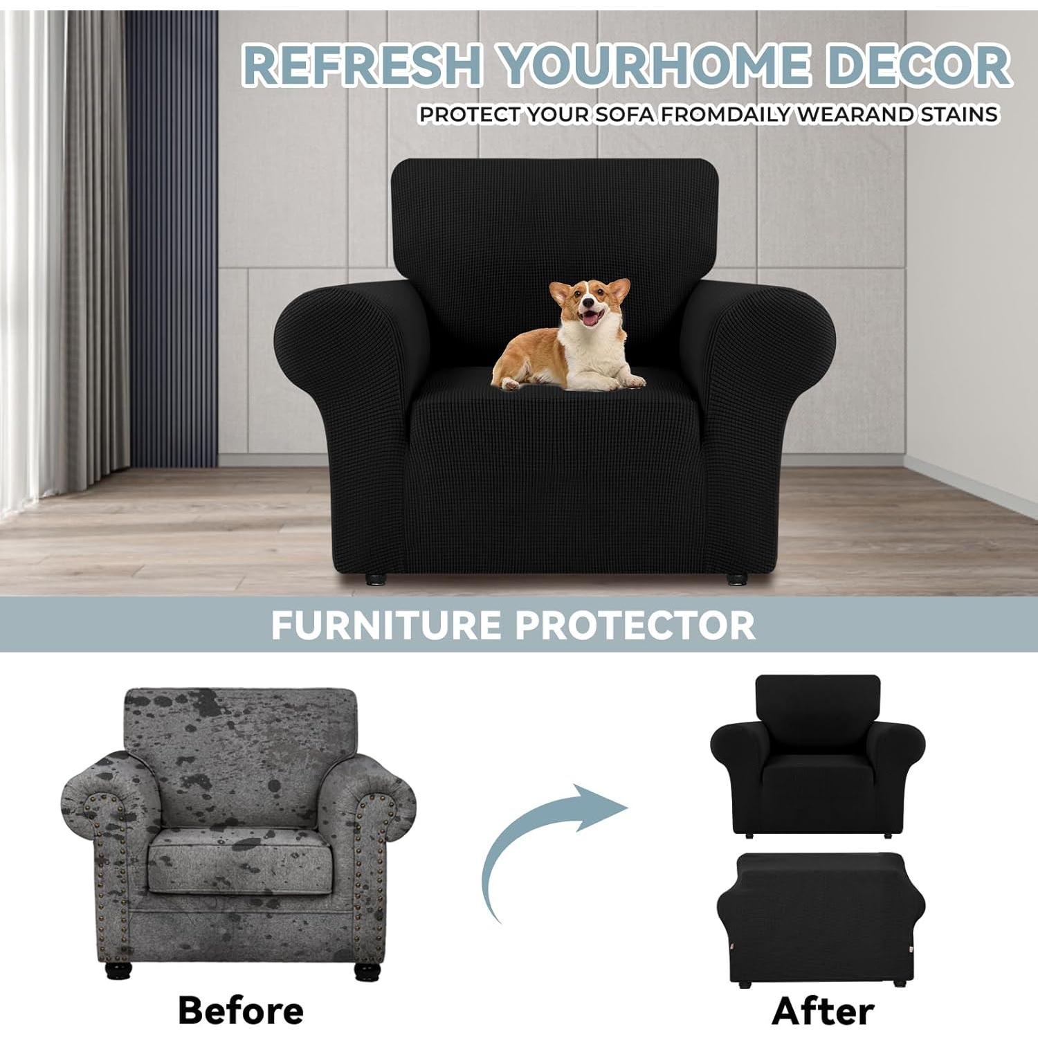 Funda de Sofá LURKA Elástica 1 Pieza Pequeña Negra