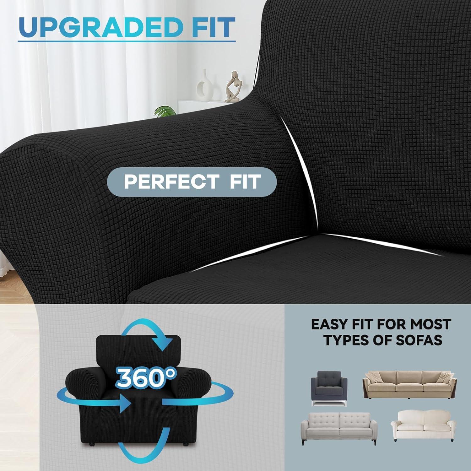 Funda de Sofá LURKA Elástica 1 Pieza Pequeña Negra