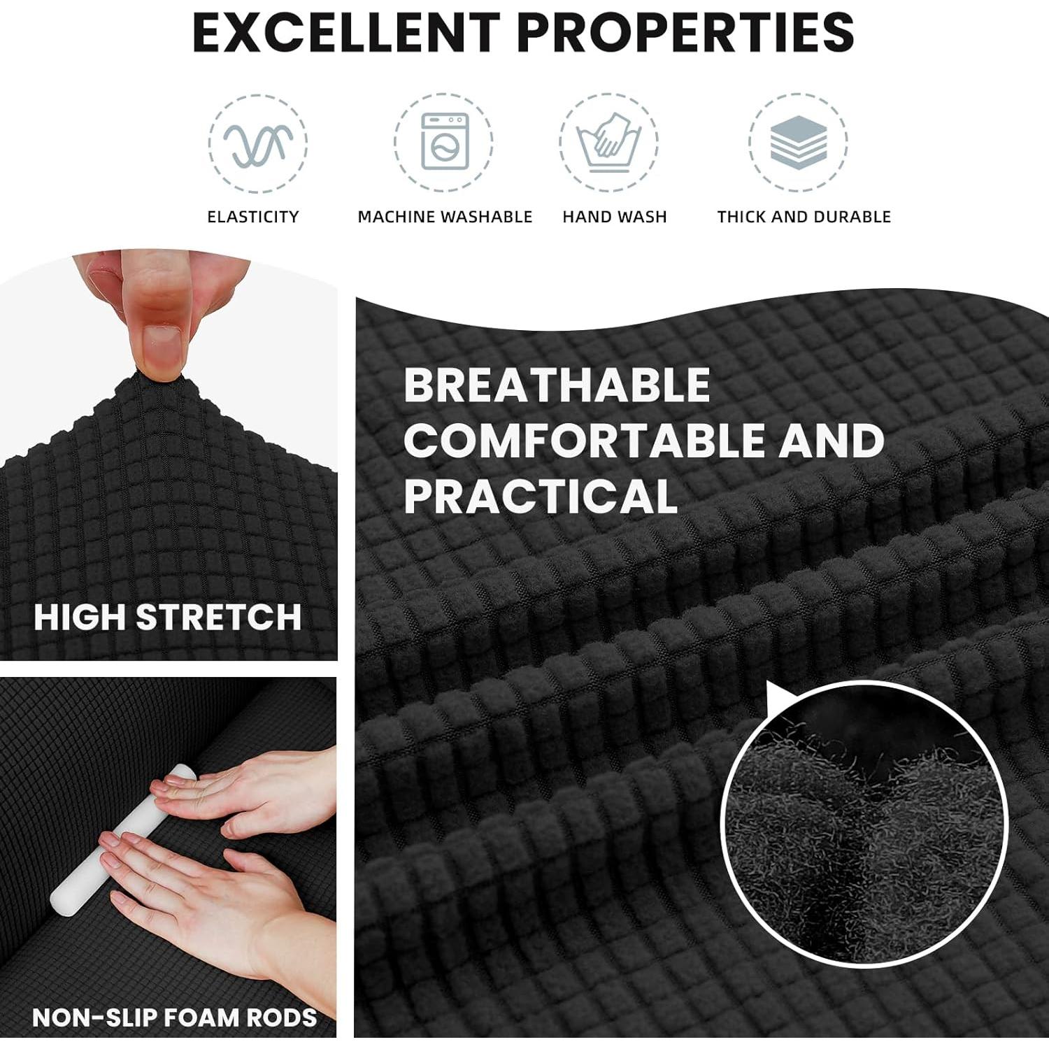 Funda de Sofá LURKA Elástica 1 Pieza Pequeña Negra