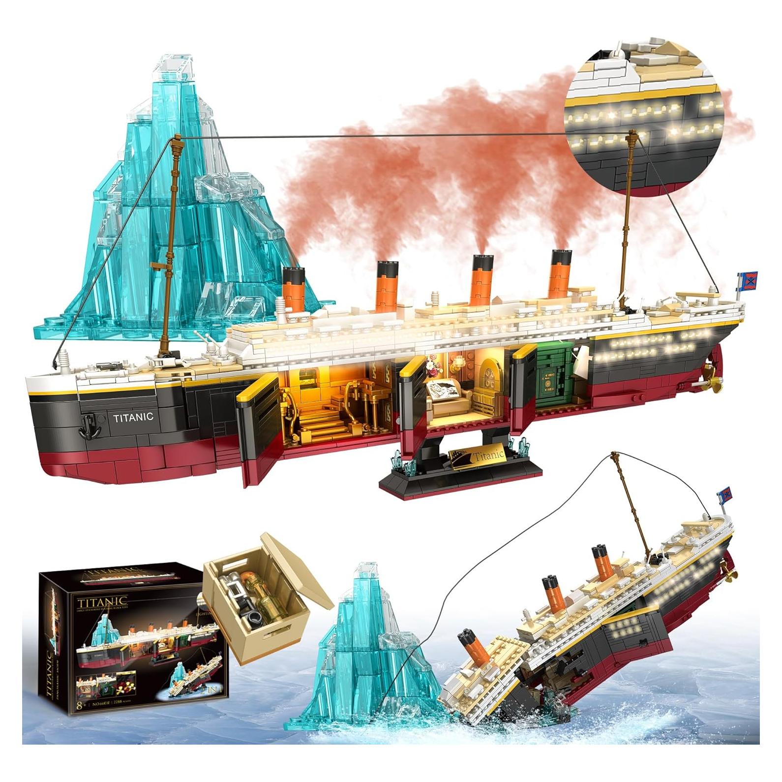 Juego de Bloques Titanic LeBrickCrt 2288 Piezas con Luz LED