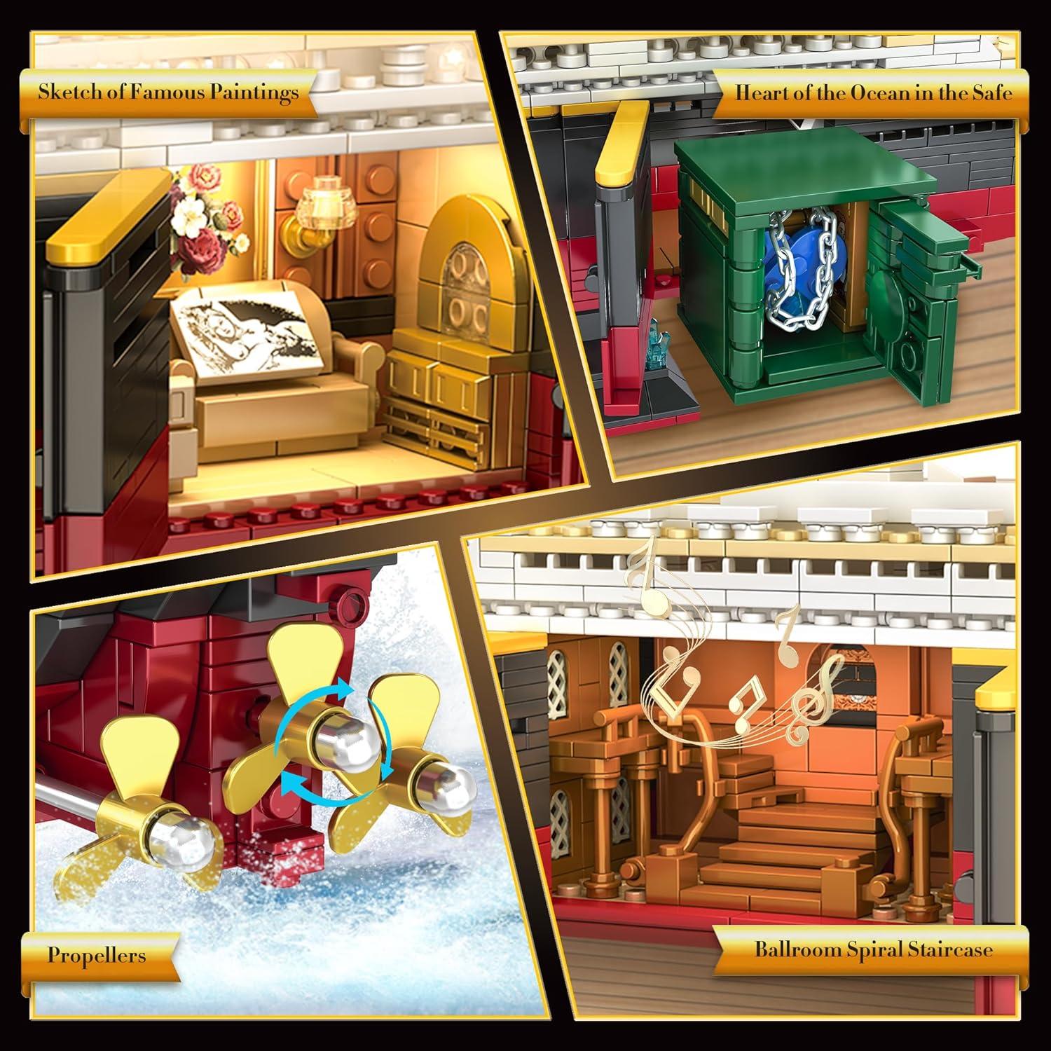 Juego de Bloques Titanic LeBrickCrt 2288 Piezas con Luz LED