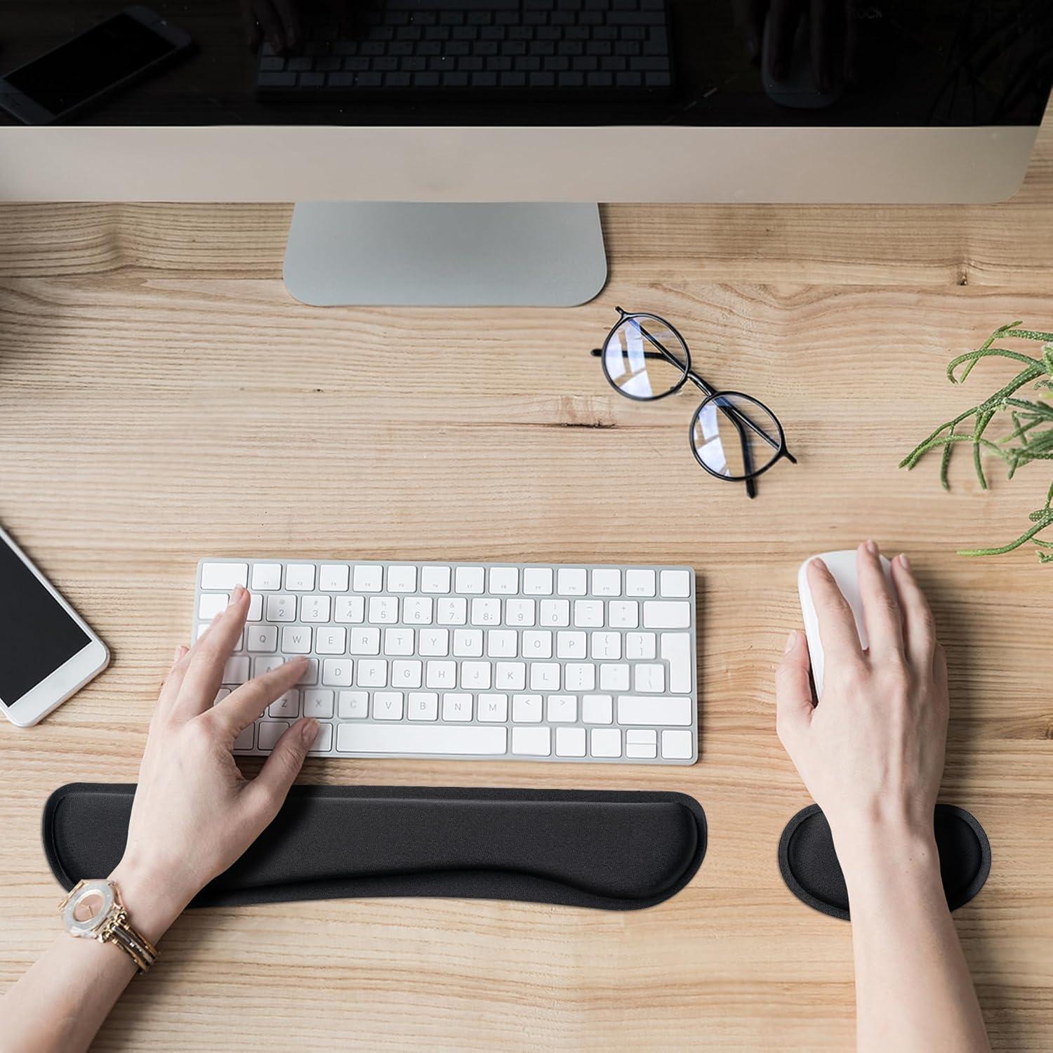 Reposa Muñecas Ergonómico Hoewina para Teclado y Mouse Negro