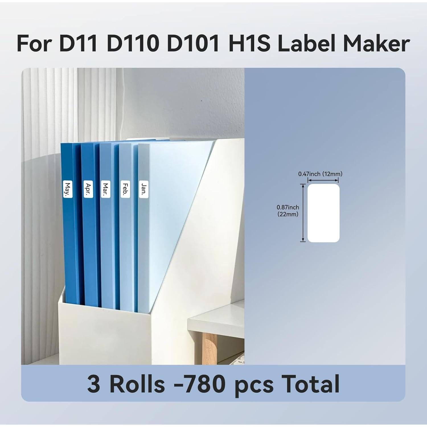 Conjunto de 3 Rollos de Etiquetas Térmicas NIIMBOT D11 1222 Blanco