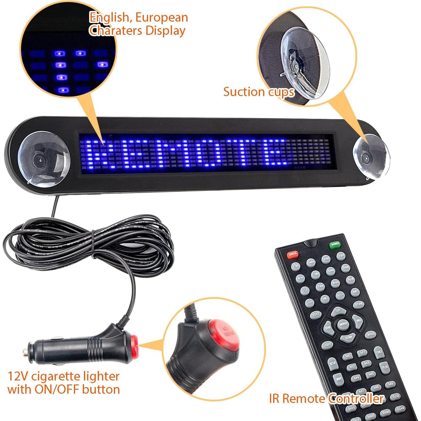 Cartel LED Programable Azul Leadleds 30x5cm Control Remoto