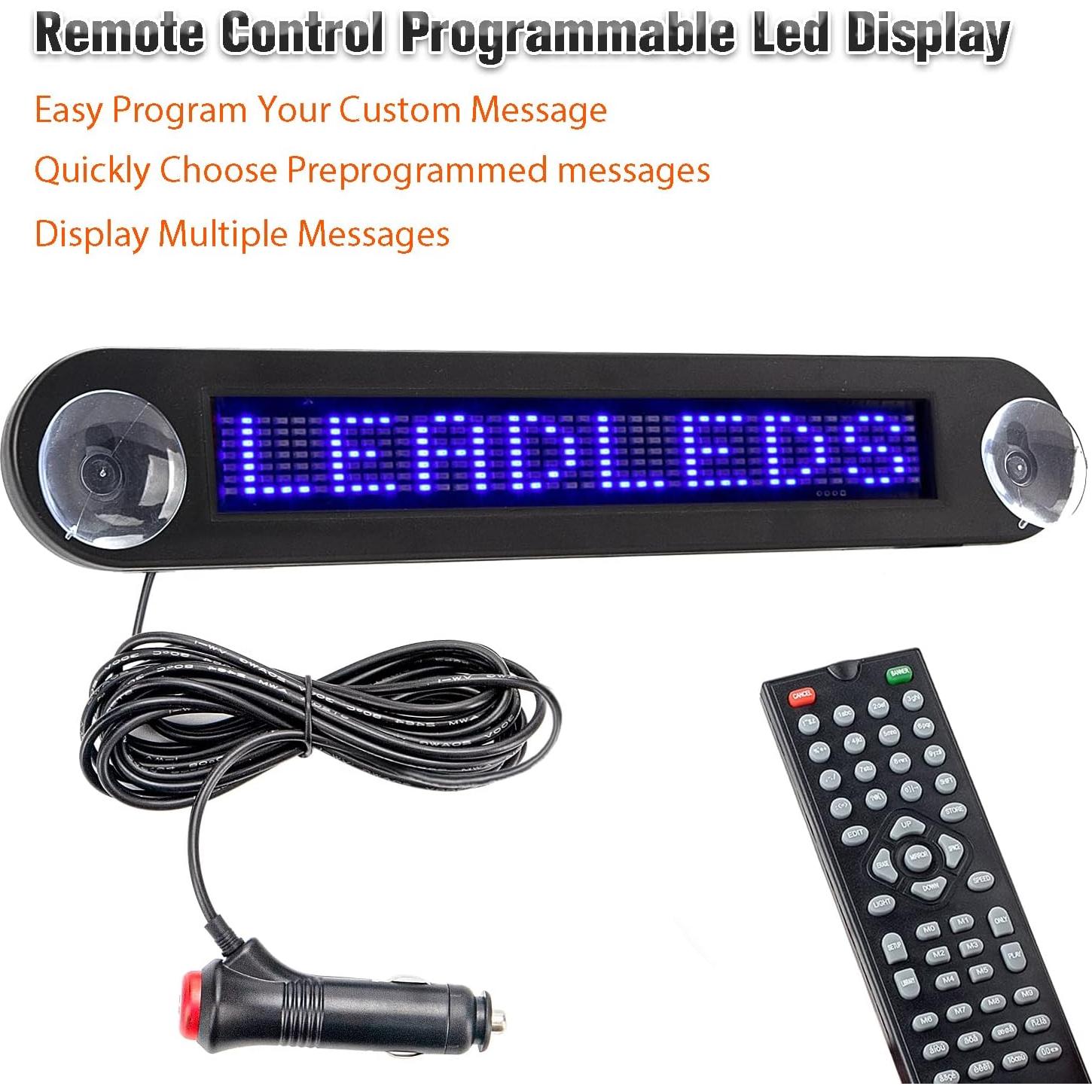 Cartel LED Programable Azul Leadleds 30x5cm Control Remoto