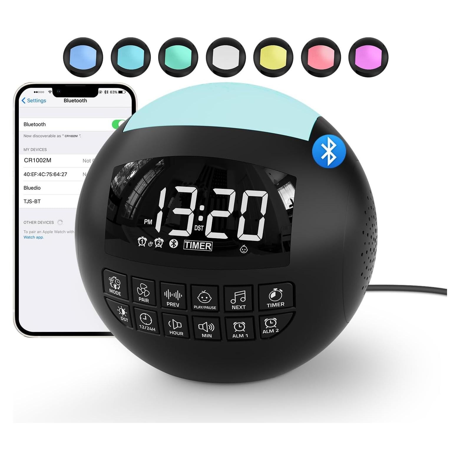 Máquina de Sonido Blanco ROCAM con Bluetooth y Luz Nocturna