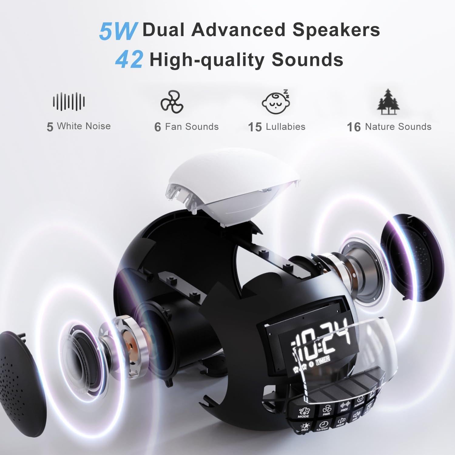 Máquina de Sonido Blanco ROCAM con Bluetooth y Luz Nocturna