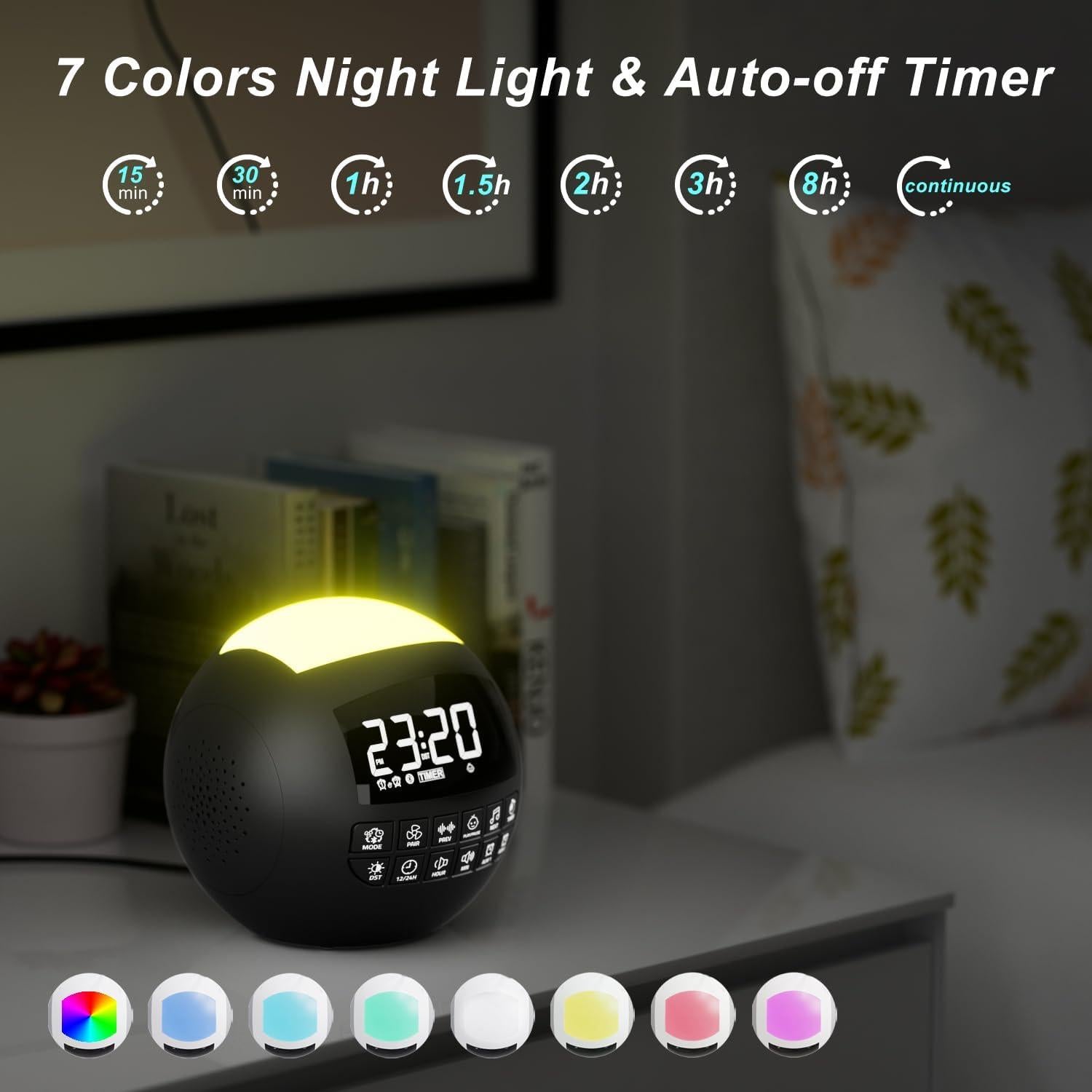 Máquina de Sonido Blanco ROCAM con Bluetooth y Luz Nocturna