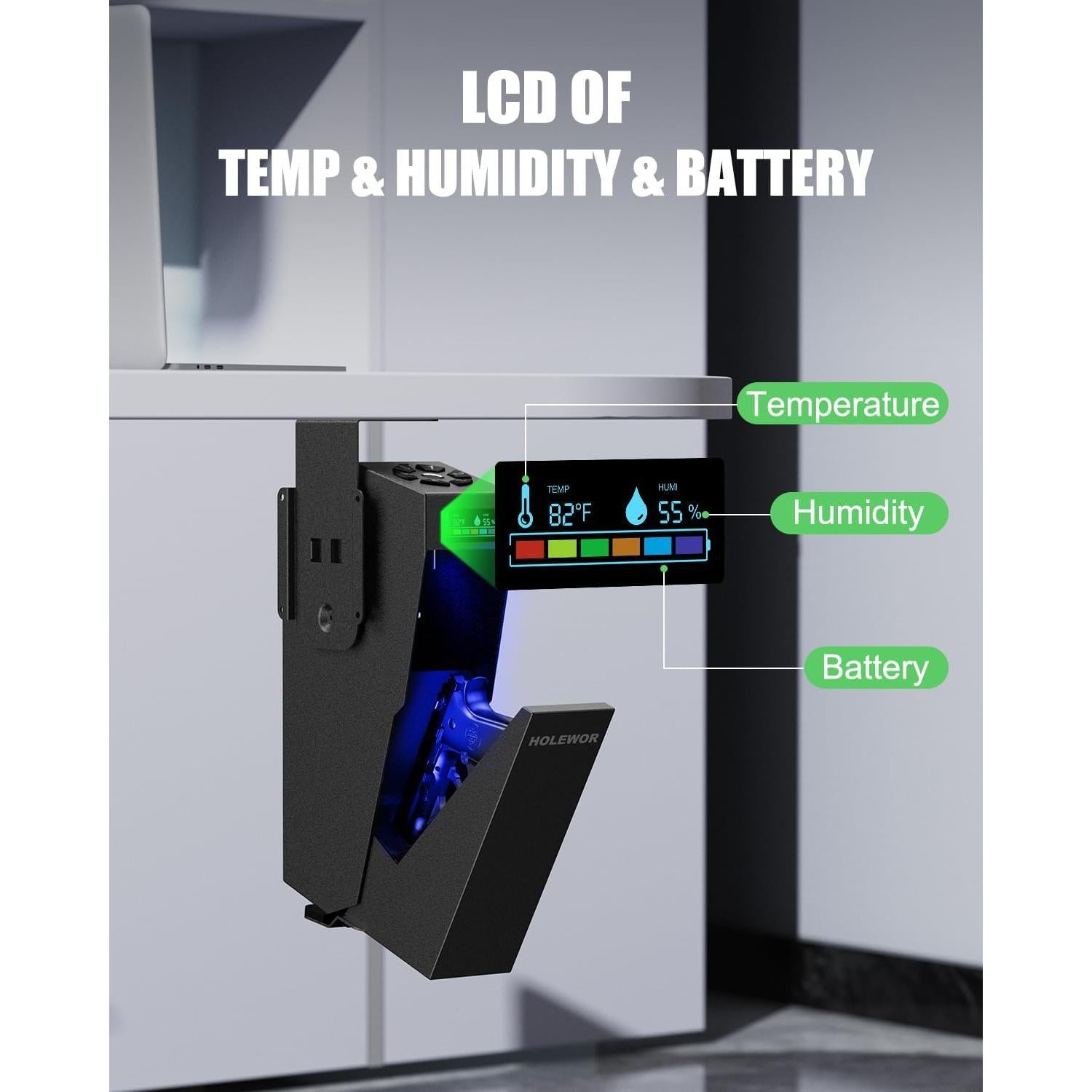 Caja Fuerte Biométrica para Armas HOLEWOR 38.1cm Acceso Rápido