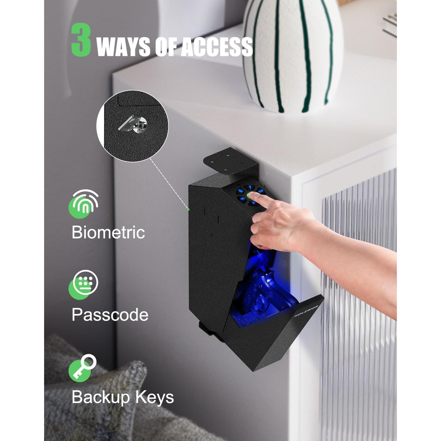 Caja Fuerte Biométrica para Armas HOLEWOR 38.1cm Acceso Rápido