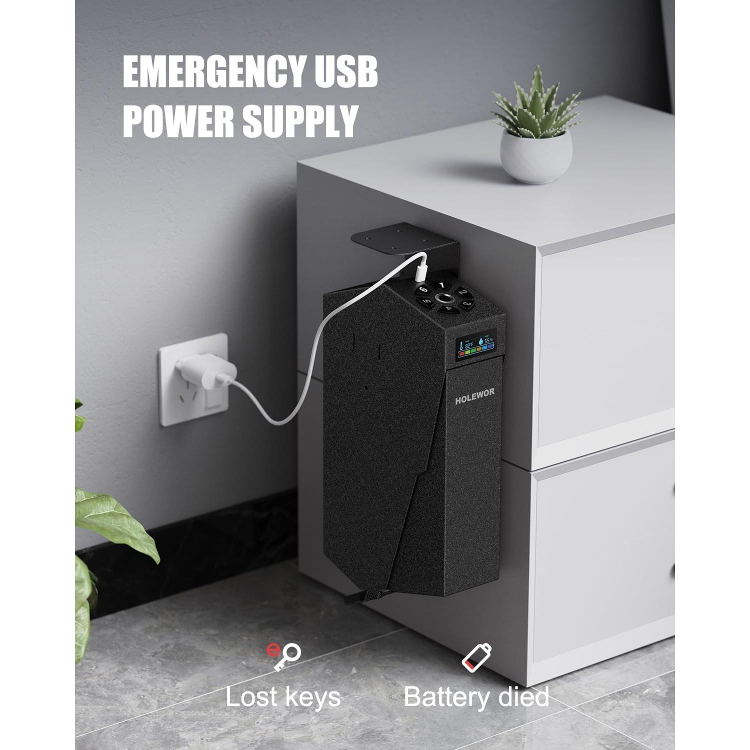 Caja Fuerte Biométrica para Armas HOLEWOR 38.1cm Acceso Rápido