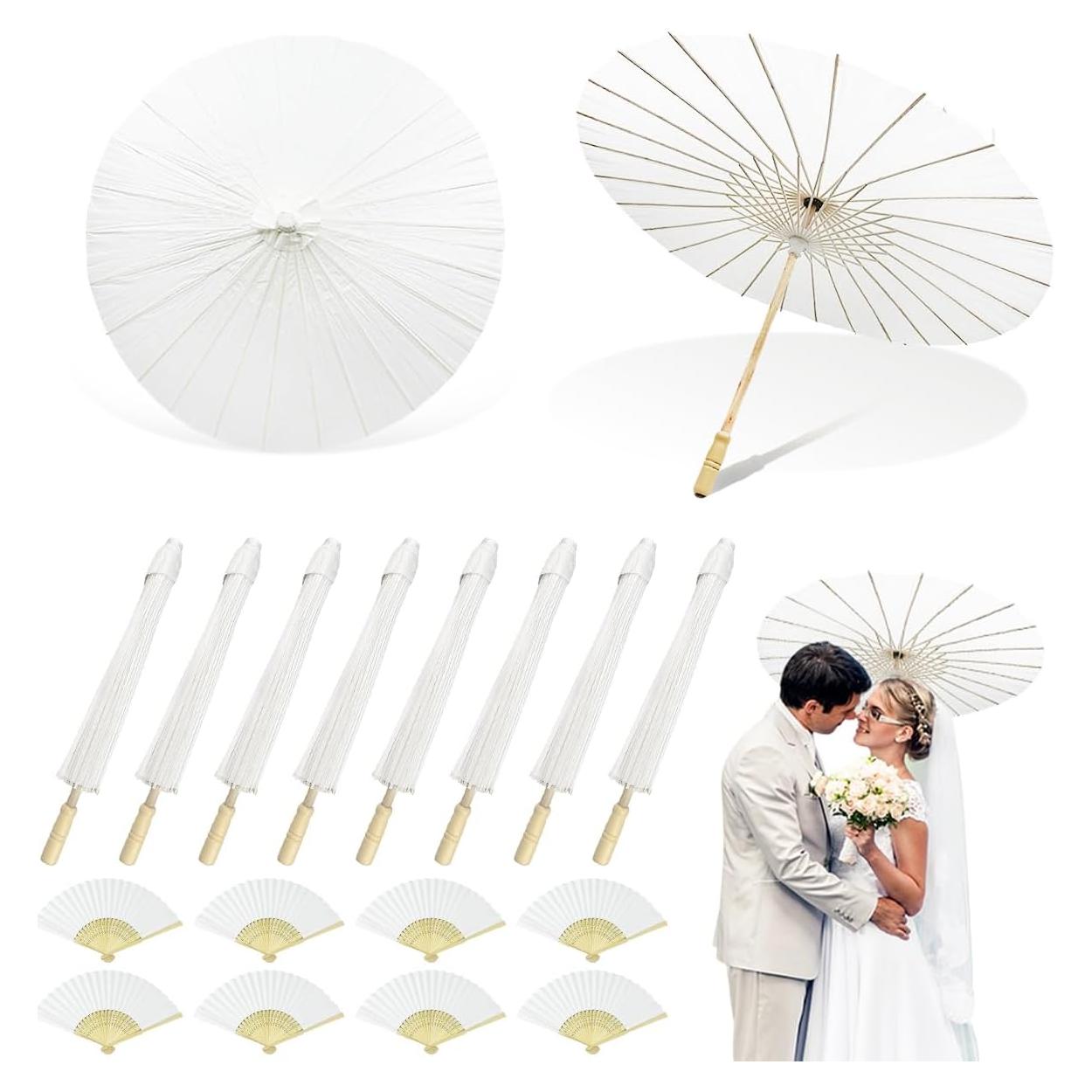 8 Pcs Paraguas de Papel Blanco Zansens 84 cm Decoración Boda