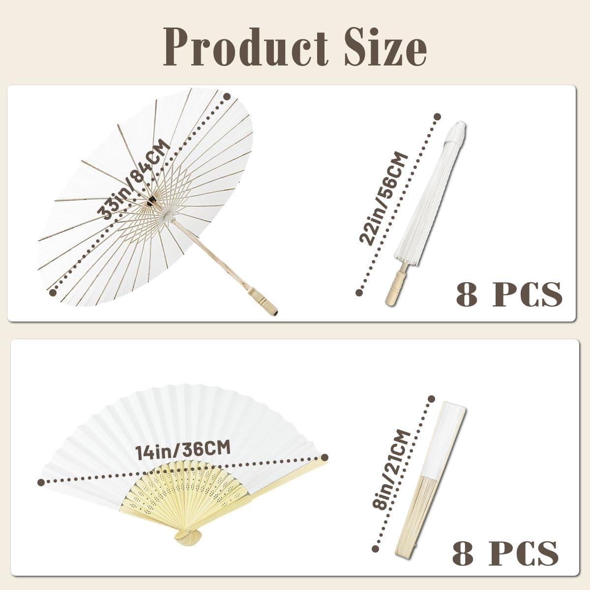 8 Pcs Paraguas de Papel Blanco Zansens 84 cm Decoración Boda