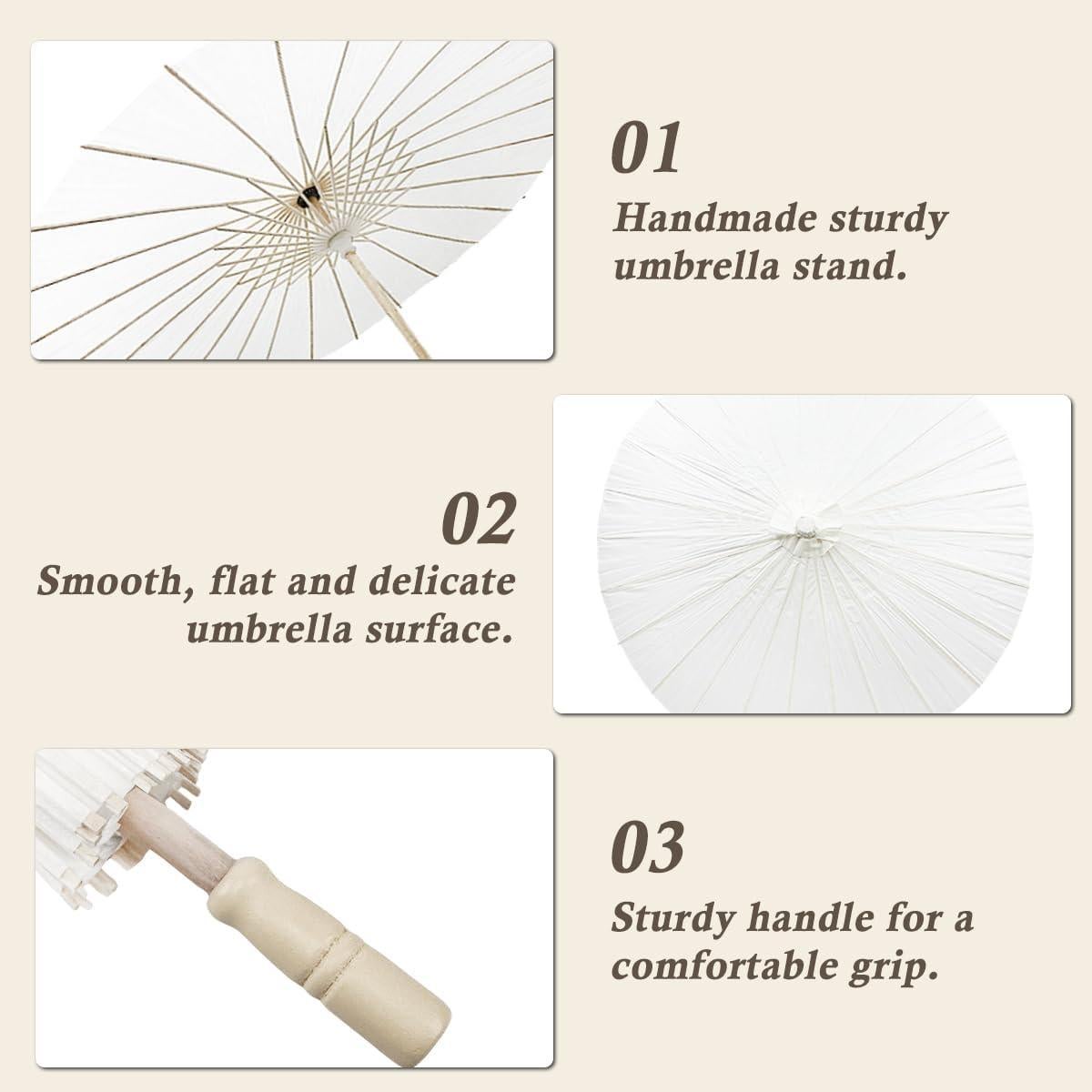 8 Pcs Paraguas de Papel Blanco Zansens 84 cm Decoración Boda