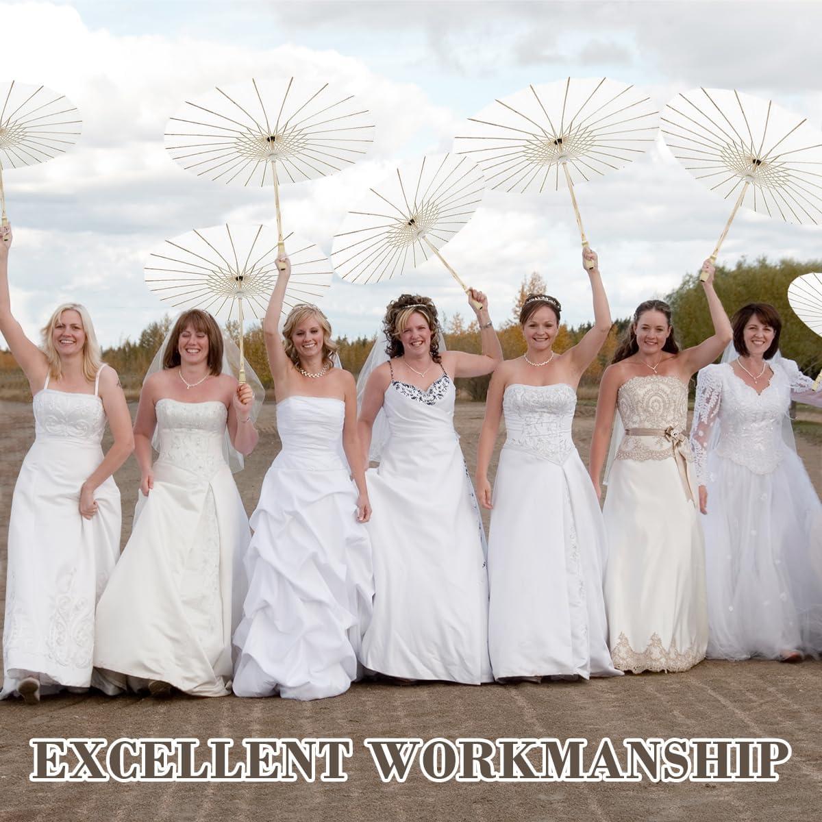 8 Pcs Paraguas de Papel Blanco Zansens 84 cm Decoración Boda