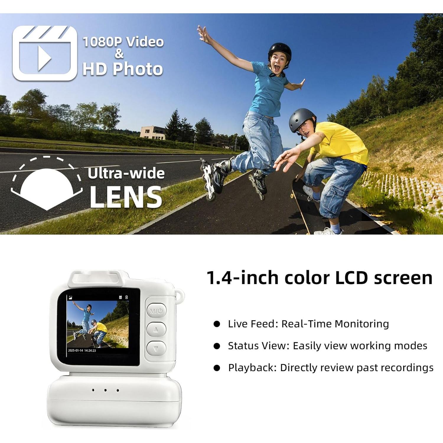 Mini Cámara Llaveros Sheawasy GL-FC-4K, 1080p, 32GB, Blanco