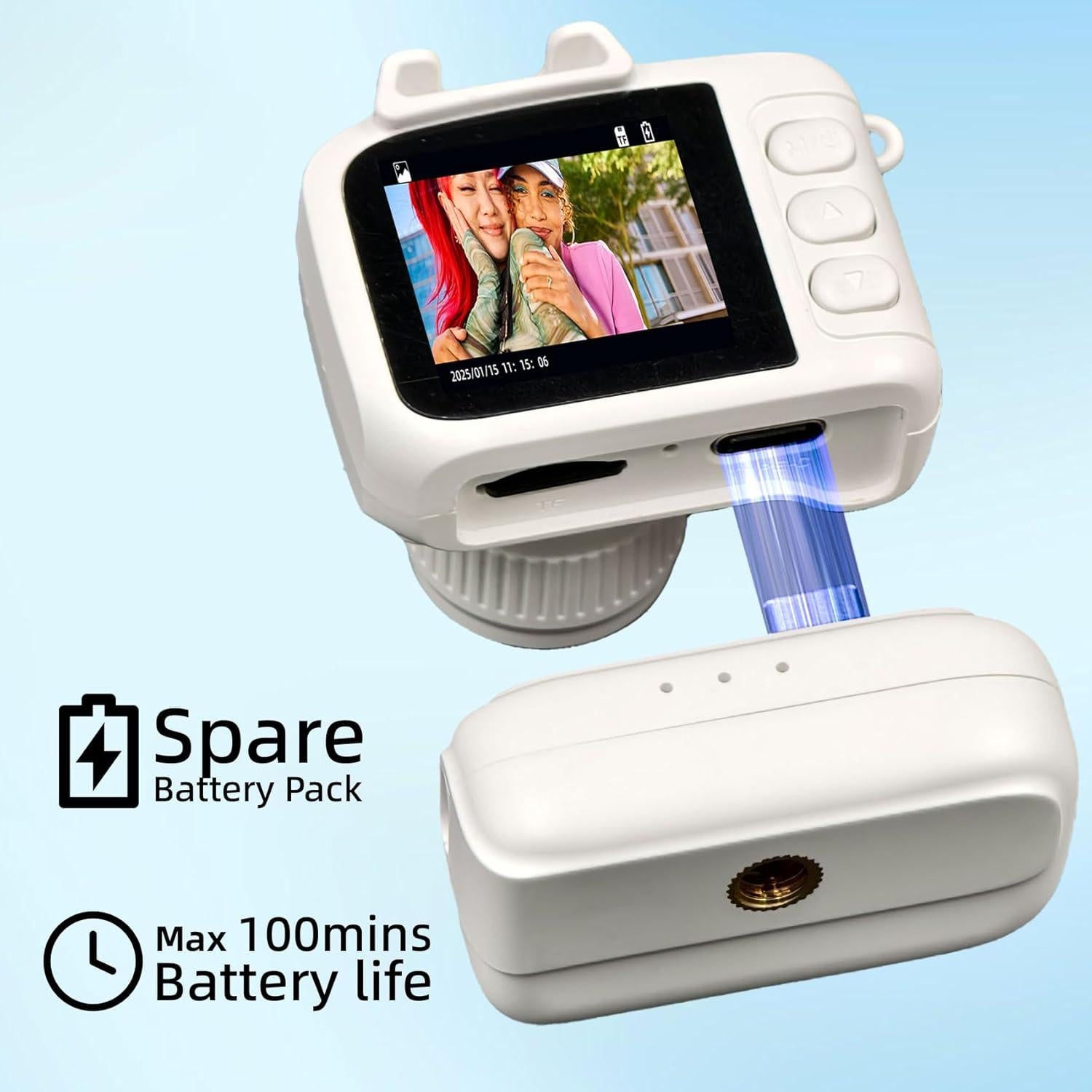 Mini Cámara Llaveros Sheawasy GL-FC-4K, 1080p, 32GB, Blanco