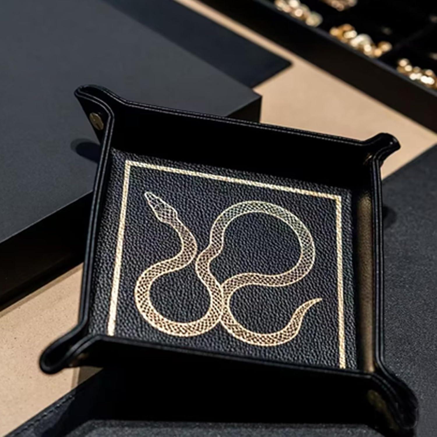 Bandeja de Valet Boshiho de Cuero para Llaves y Monedas 17x17cm