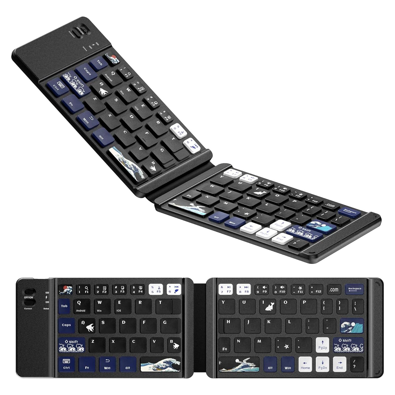 Teclado Plegable Bluetooth OHY WK60 - Arte Kanagawa, 20H Batería