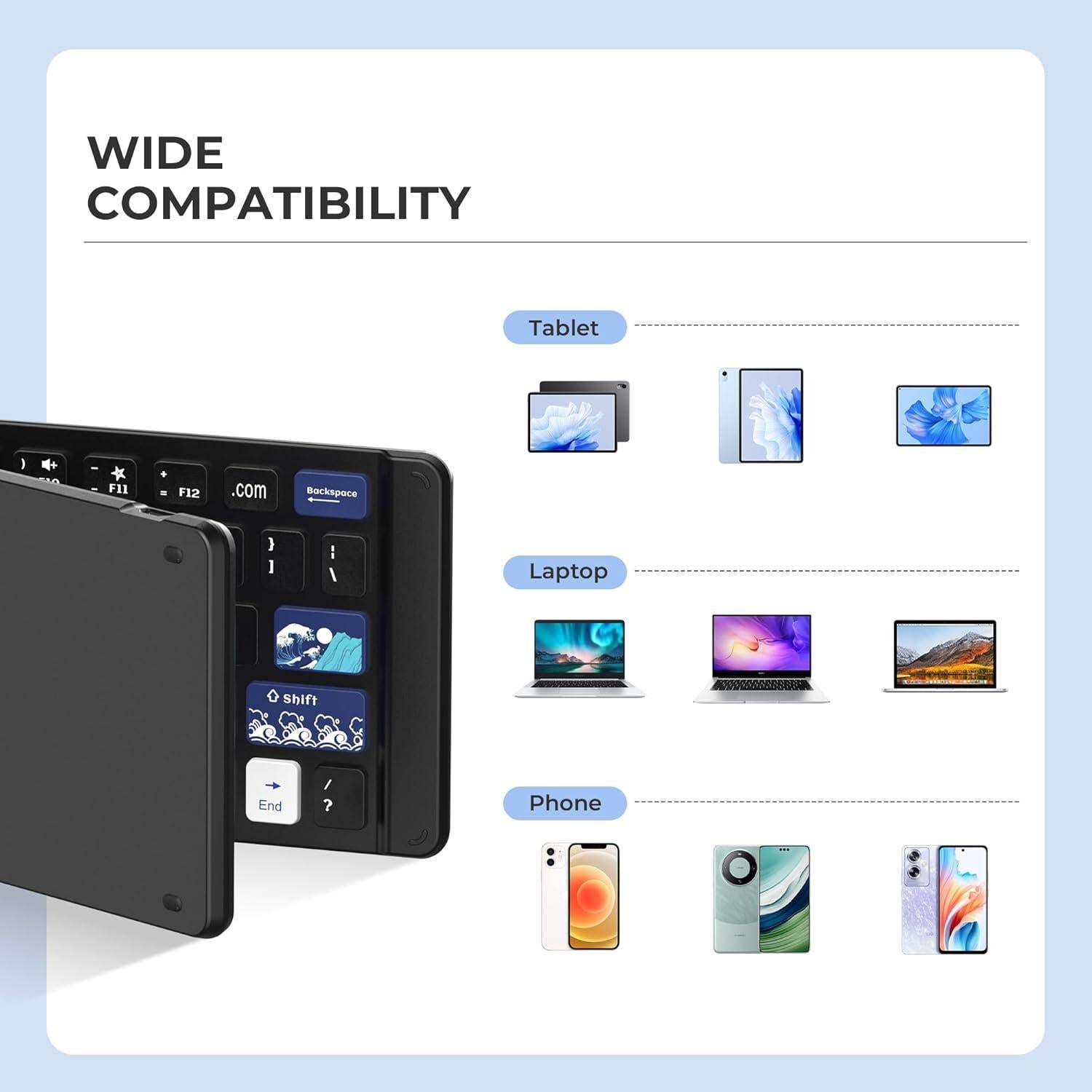 Teclado Plegable Bluetooth OHY WK60 - Arte Kanagawa, 20H Batería