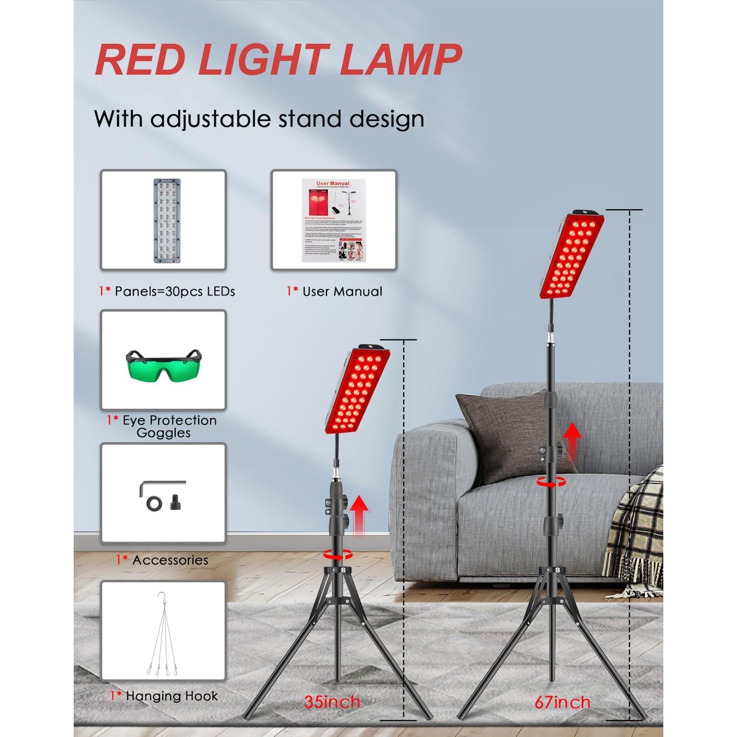 Lámpara de Terapia de Luz Roja Rikimxin 660nm y 850nm