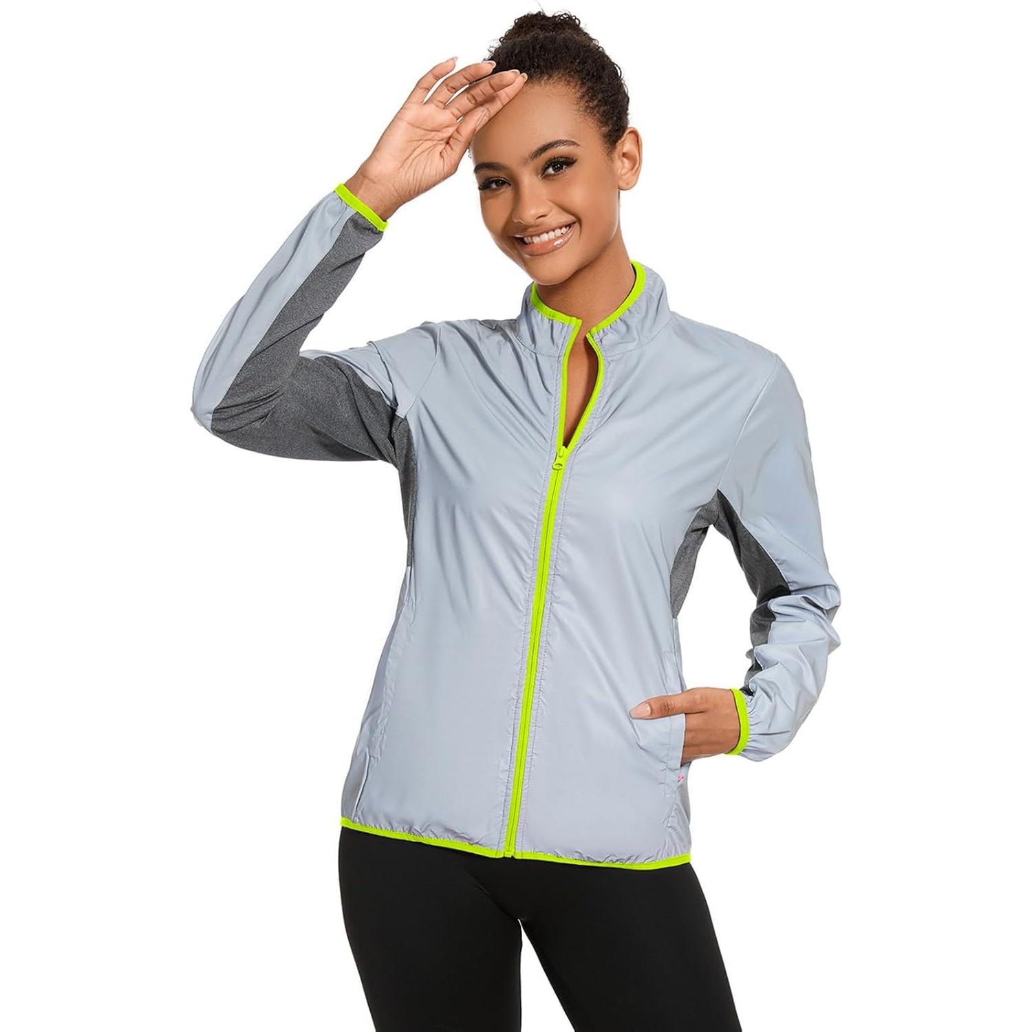Chaqueta Cortavientos bpbtti Mujer 360 Reflectante Gris/Amarillo