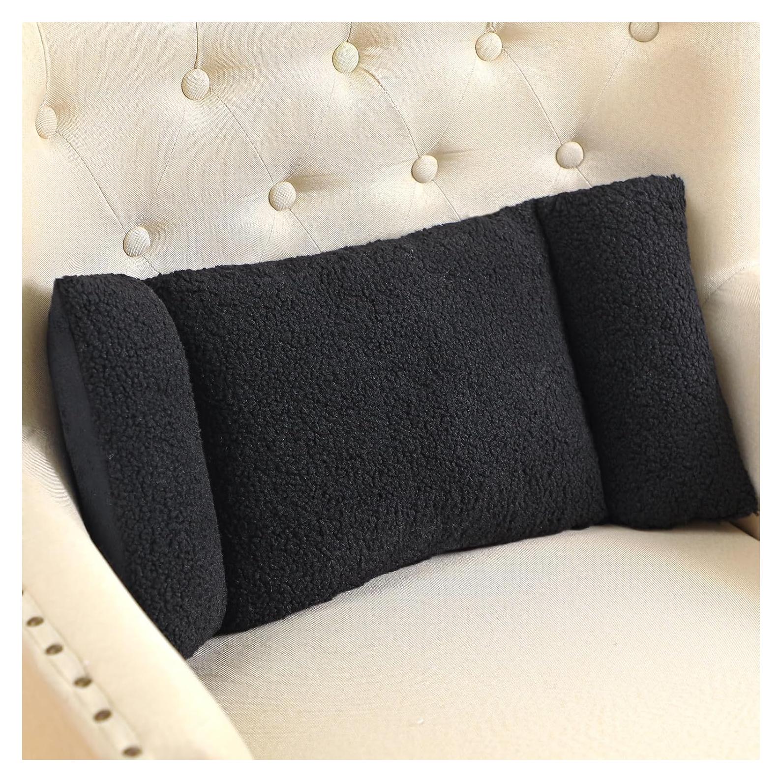 Almohada de Soporte Lumbar Queekay Fleece 60x28 cm Negra