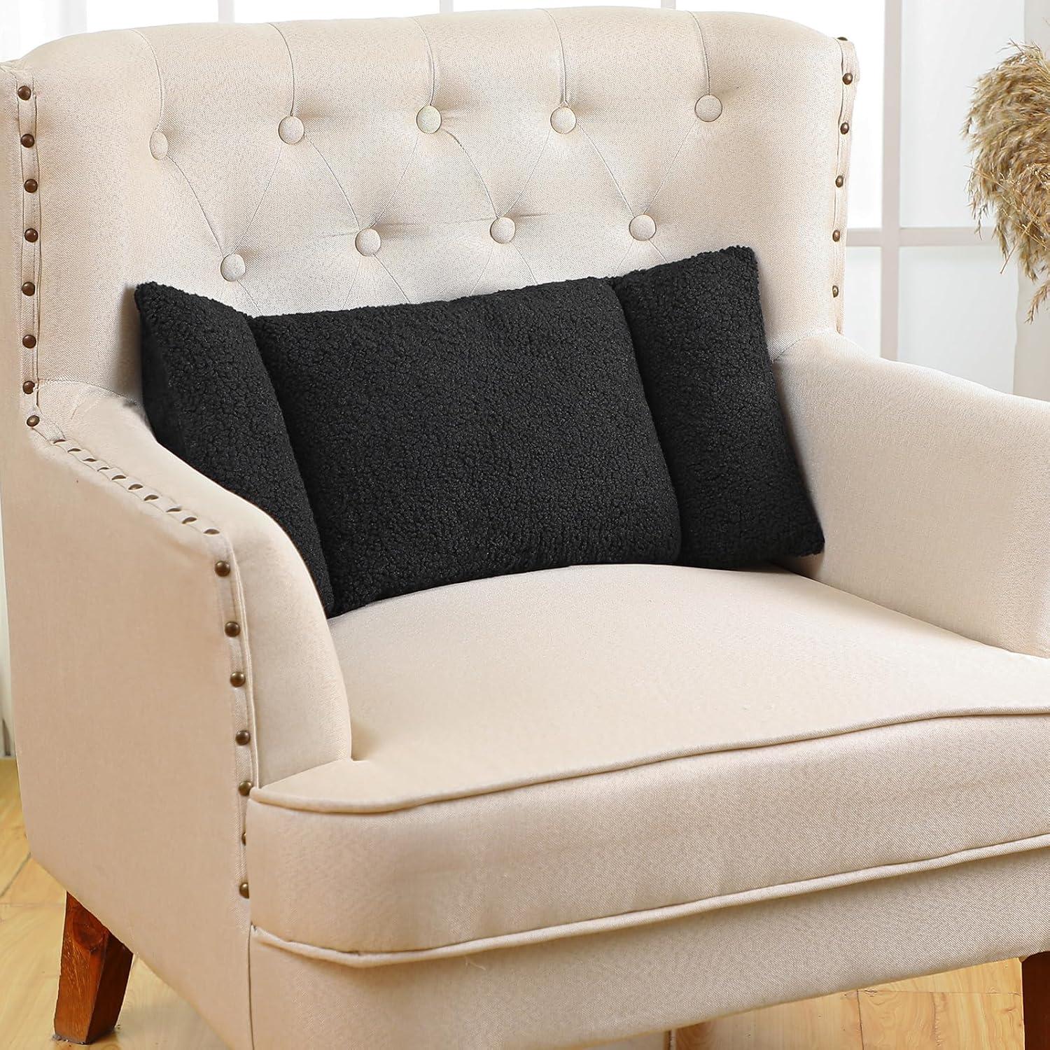 Almohada de Soporte Lumbar Queekay Fleece 60x28 cm Negra