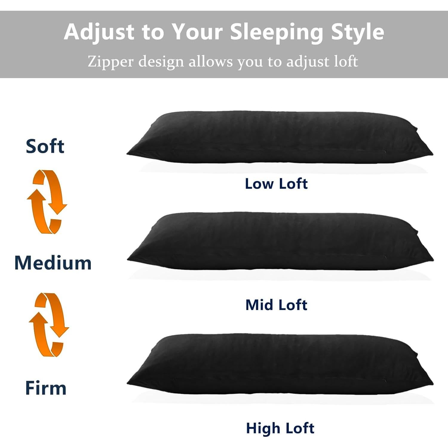 Almohada Corporal 1 MIDDLE ONE de Espuma Memoria 50.8x137.2 cm Negra