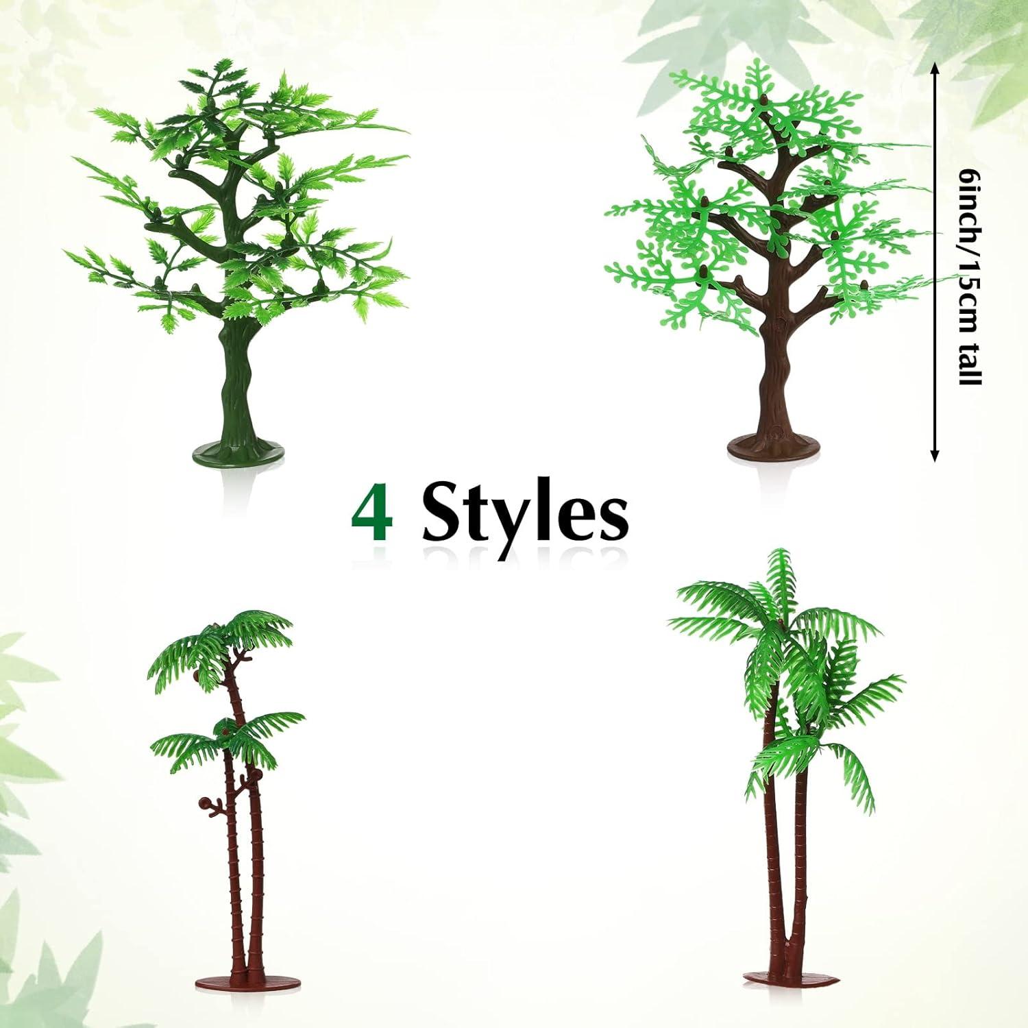 Janinka 24 Piezas Mini Árboles de Jungla Plástico 12-15 cm