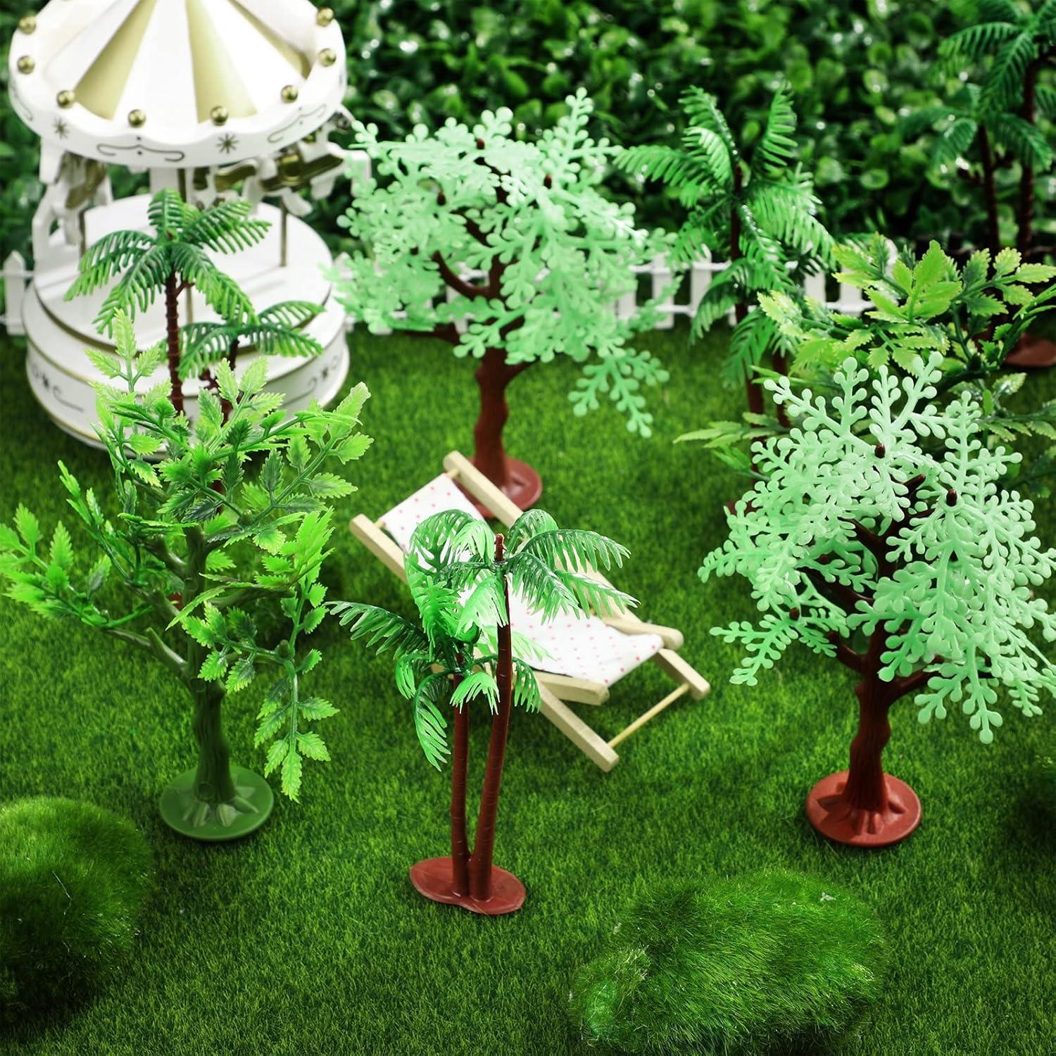 Janinka 24 Piezas Mini Árboles de Jungla Plástico 12-15 cm