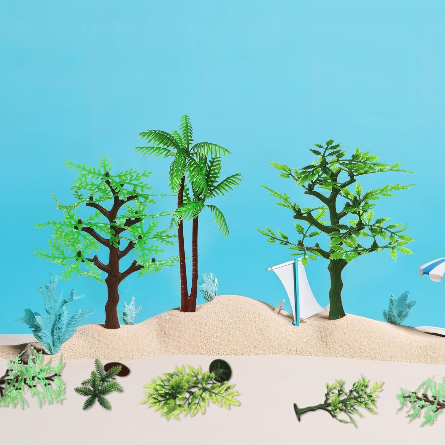 Janinka 24 Piezas Mini Árboles de Jungla Plástico 12-15 cm