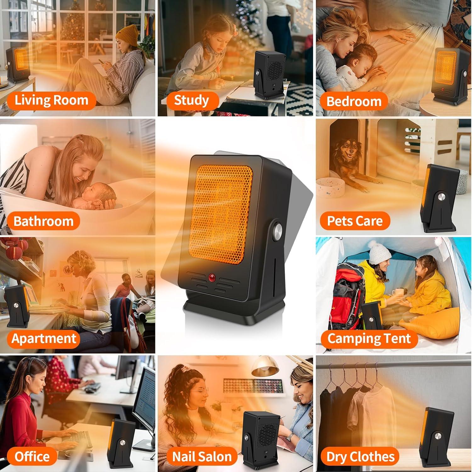 Calentador Eléctrico Verminget 900W Compacto Ajustable Negro