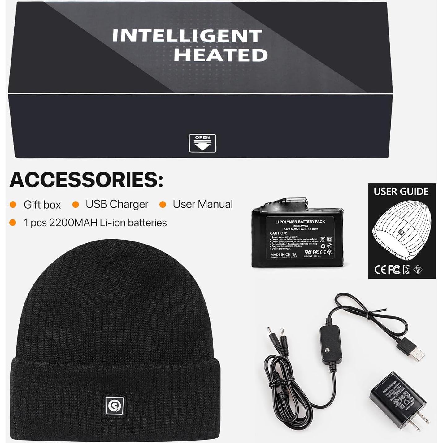Gorro Térmico Eléctrico Recargable Unisex SHH06 Negro