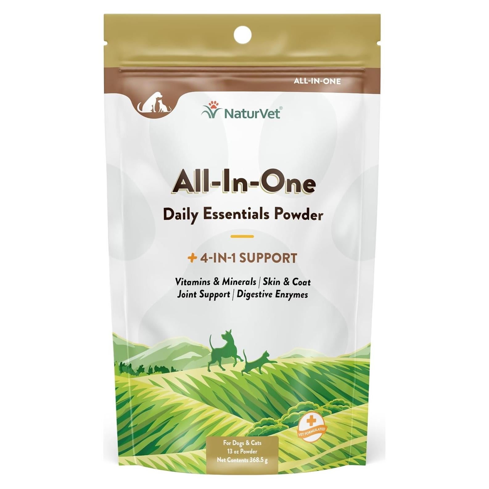 Suplemento Todo-en-Uno NaturVet para Perros 368.5g - Articulaciones, Piel y Digestión