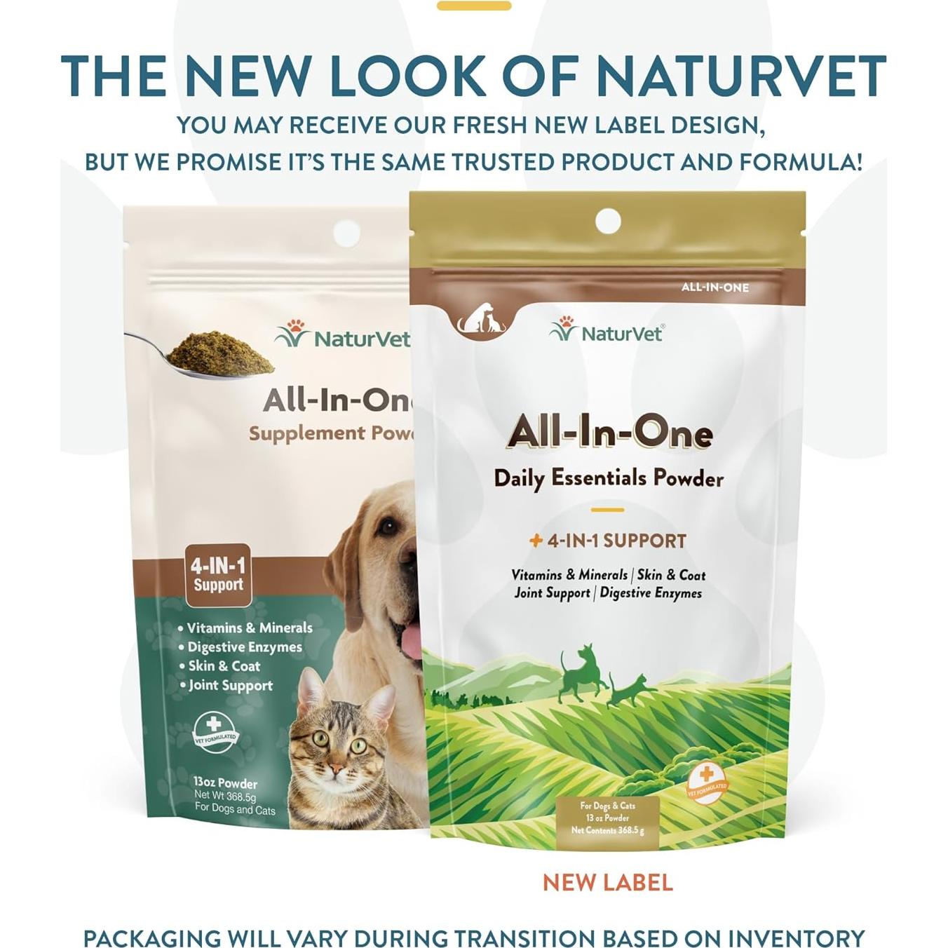 Suplemento Todo-en-Uno NaturVet para Perros 368.5g - Articulaciones, Piel y Digestión