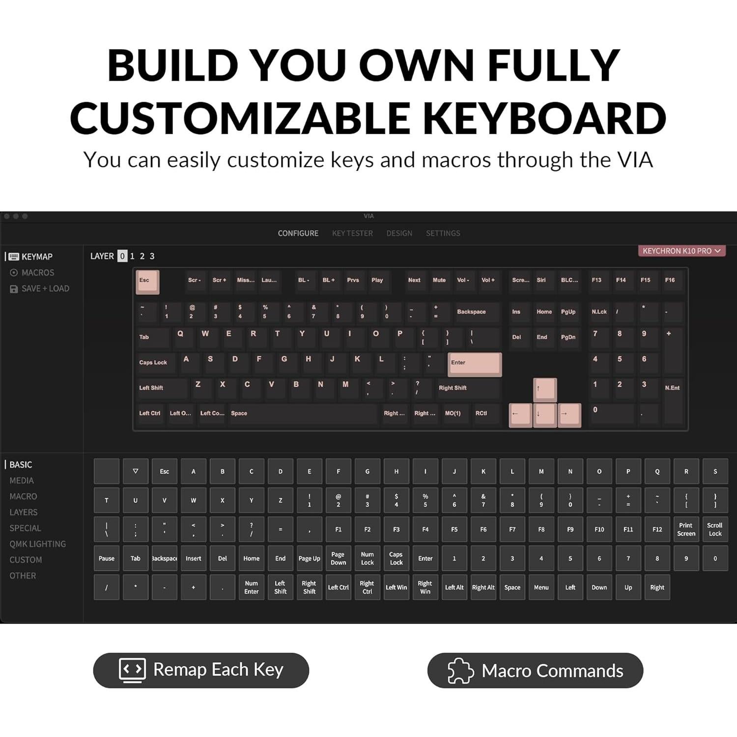 Teclado Mecánico Inalámbrico Keychron K10 Pro - Retroiluminación Blanca