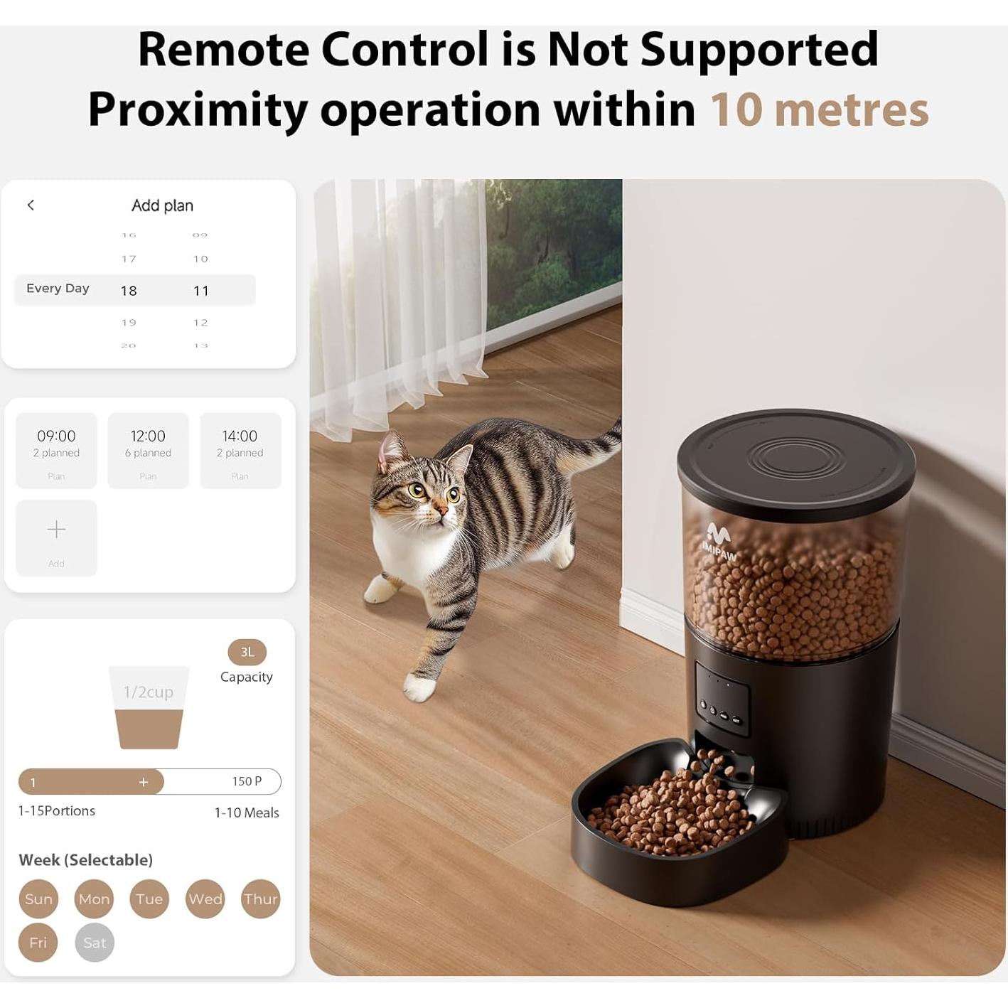 Comedero Automático IMIPAW 3L para Gatos - Alimentación Programable