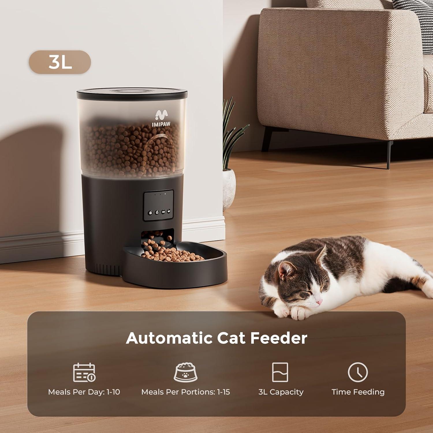 Comedero Automático IMIPAW 3L para Gatos - Alimentación Programable