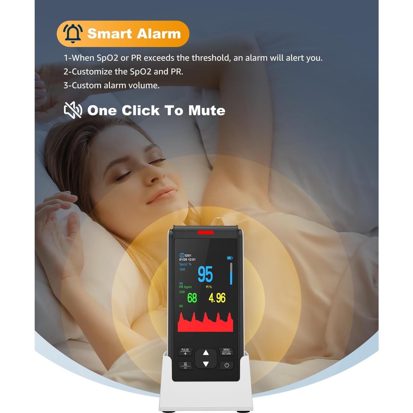 Oxímetro de Pulso MugaTree Portátil con Monitor Continuo SpO2