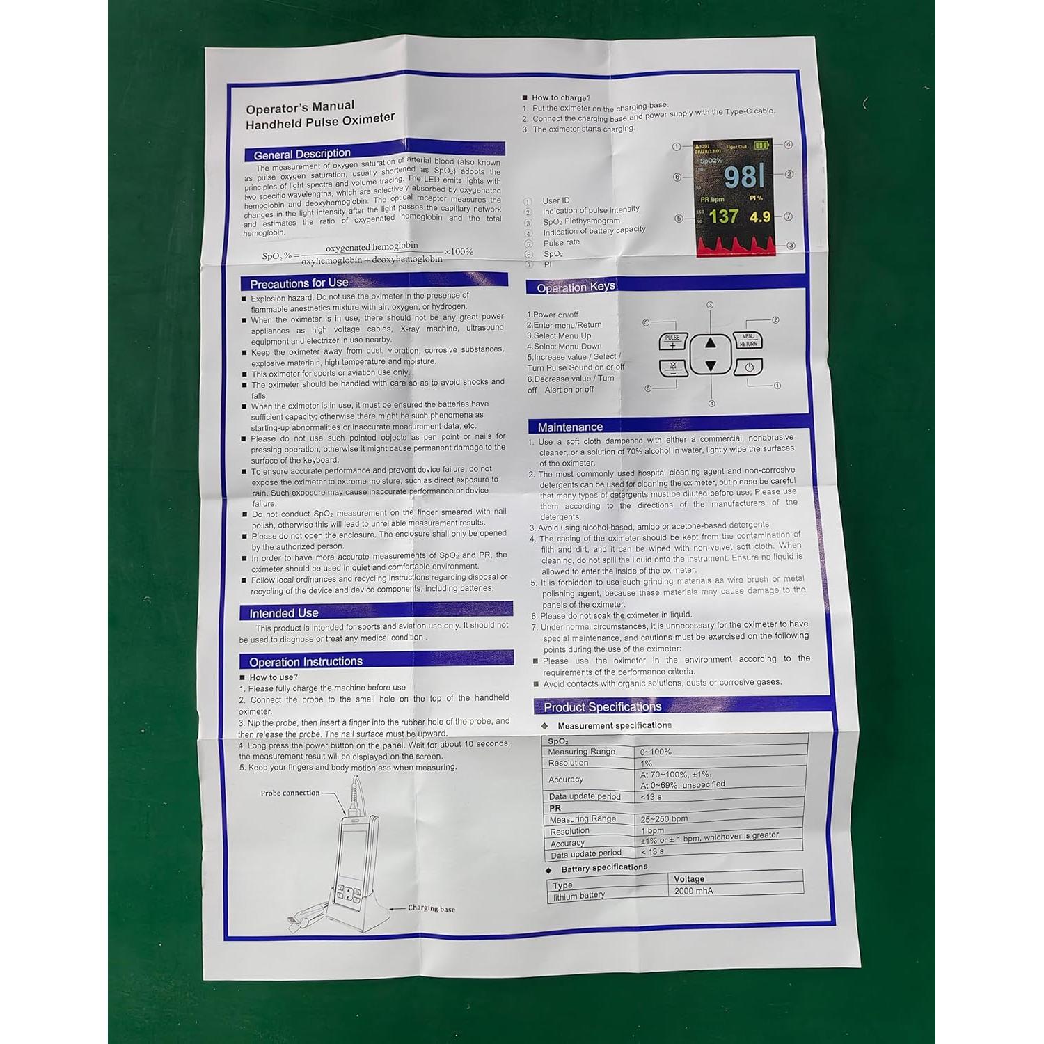 Oxímetro de Pulso MugaTree Portátil con Monitor Continuo SpO2