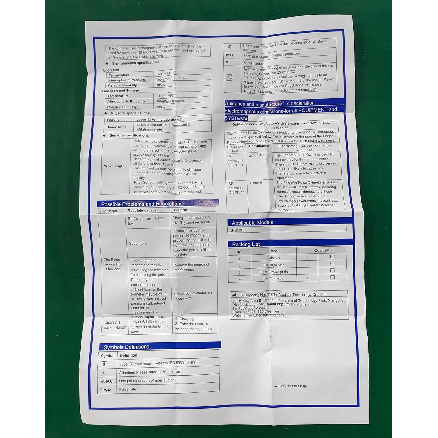 Oxímetro de Pulso MugaTree Portátil con Monitor Continuo SpO2