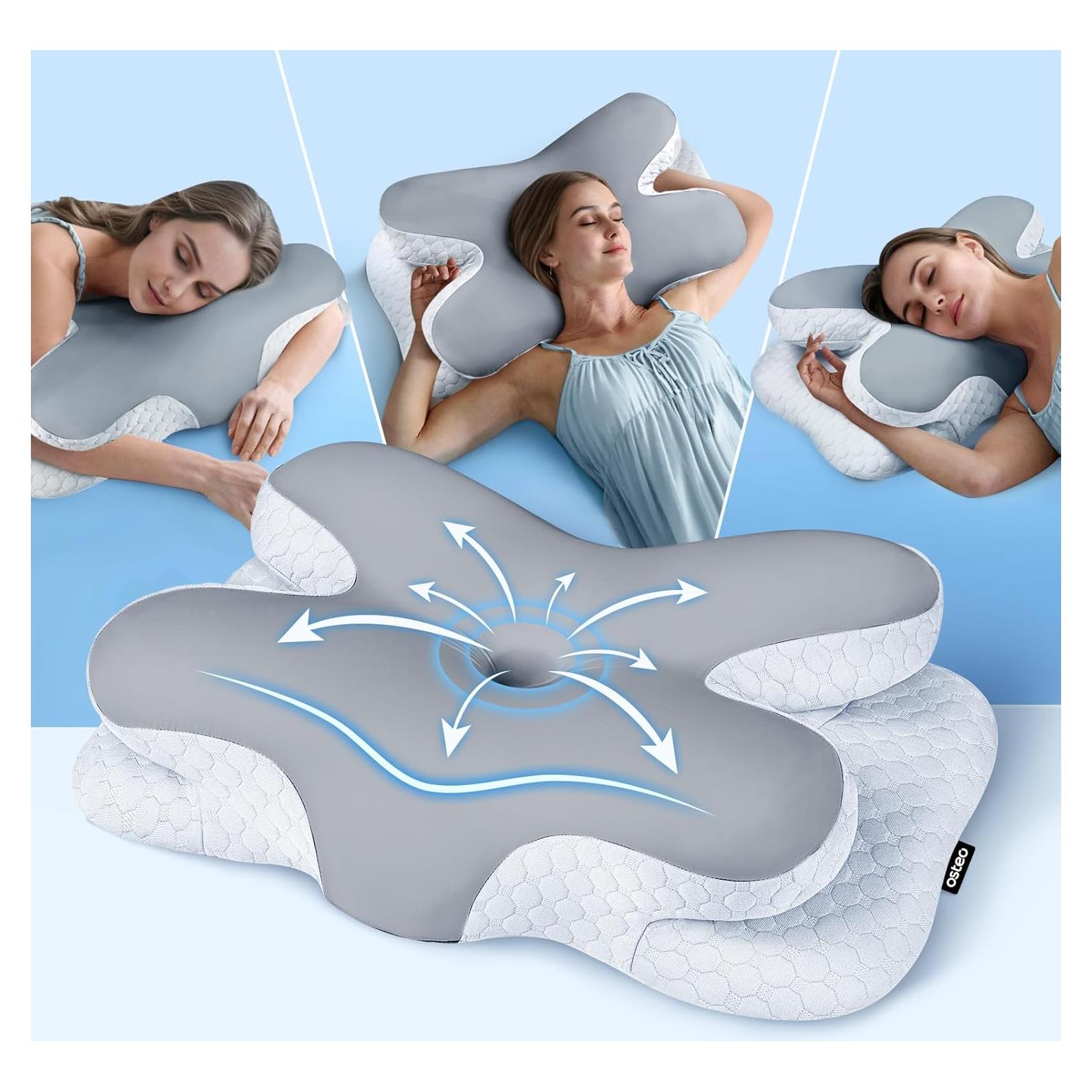 Almohada Cervical Ergonomica Osteo para Alivio del Dolor - Gris