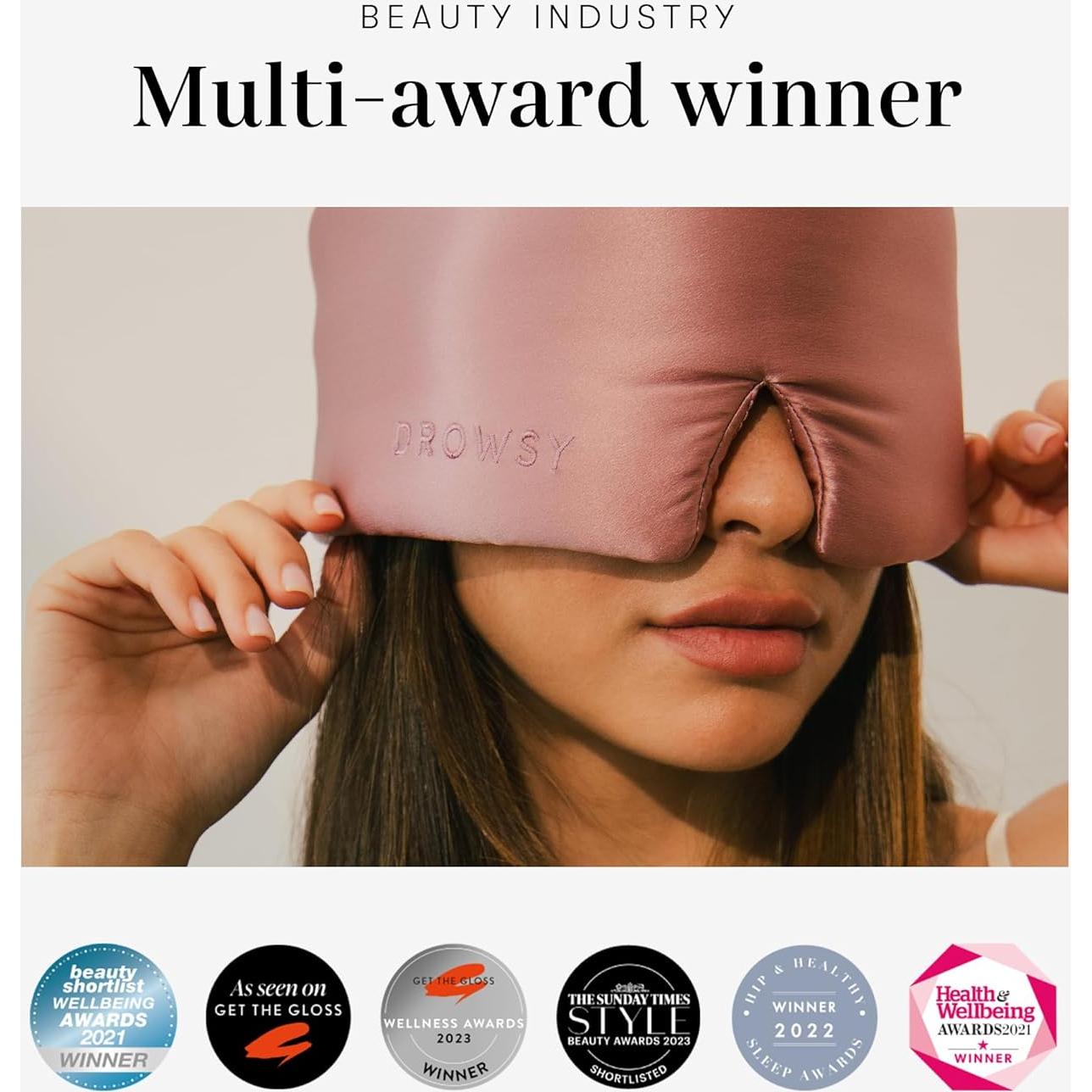 Máscara de Sueño de Seda Drowsy Rosa Damasceno - Protección Pestañas