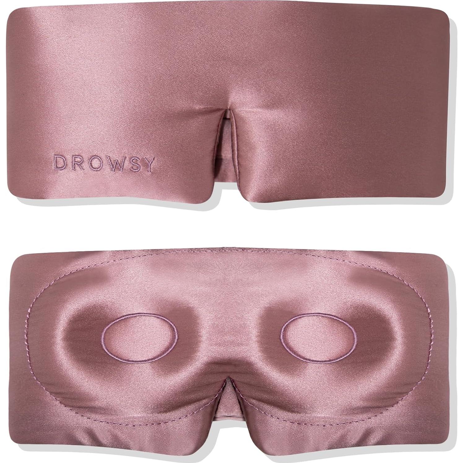 Máscara de Sueño de Seda Drowsy Rosa Damasceno - Protección Pestañas