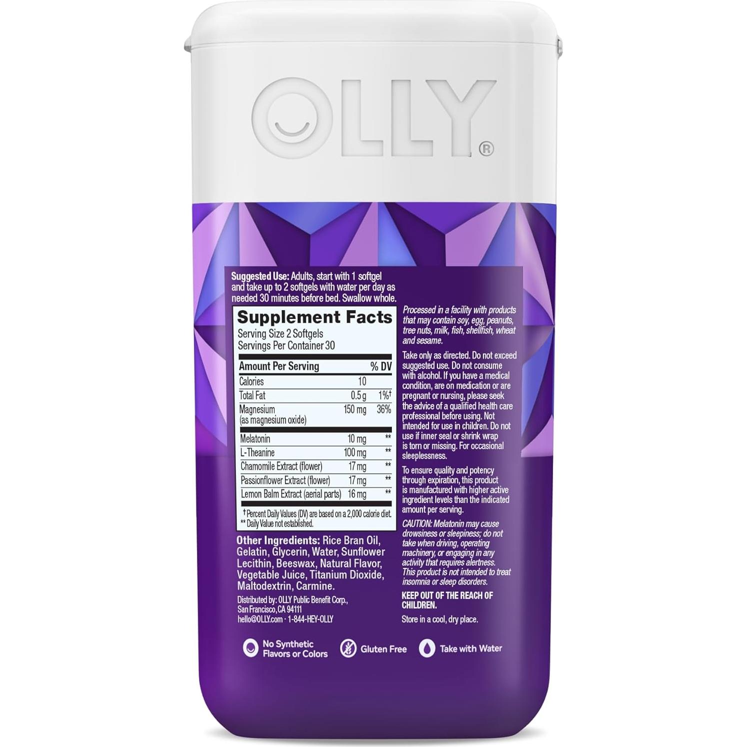 Gelatinas Blandas para Dormir OLLY 60 Unidades 10mg Melatonina