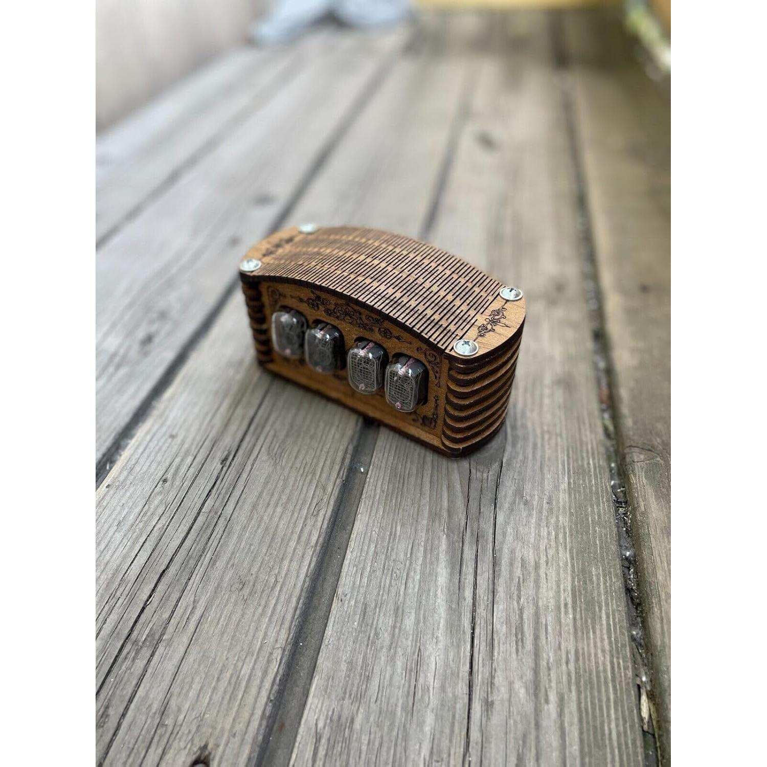 Reloj de Tubo Nixie IN-12 Vintage con Caja de Roble 12 Horas