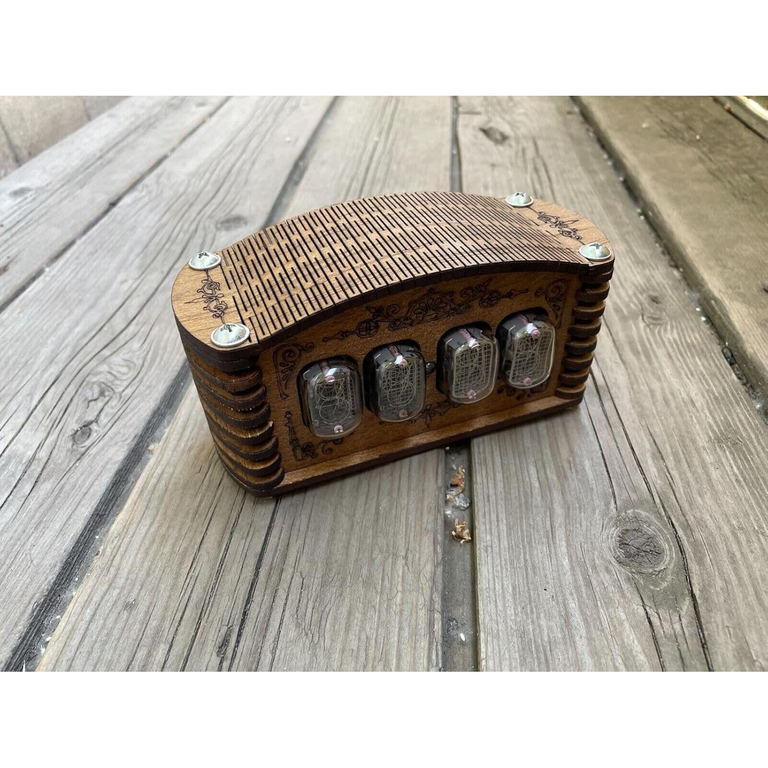 Reloj de Tubo Nixie IN-12 Vintage con Caja de Roble 12 Horas