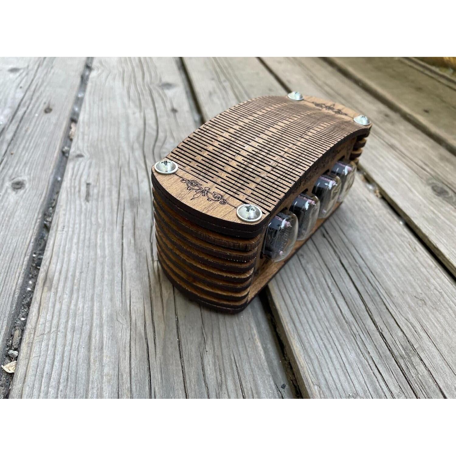 Reloj de Tubo Nixie IN-12 Vintage con Caja de Roble 12 Horas