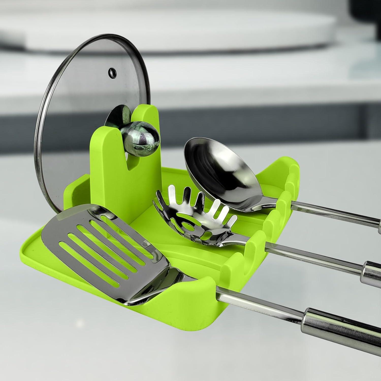 Soporte de Utensilios de Silicona MEETSWEET Verde Manzana